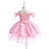 Hot Movie Pink Girls Costume For Kids Cosplay Pink Plaid Dress Halloween Birthday Girl Dress Up Carnival Party Clothes 2-10 Yrs