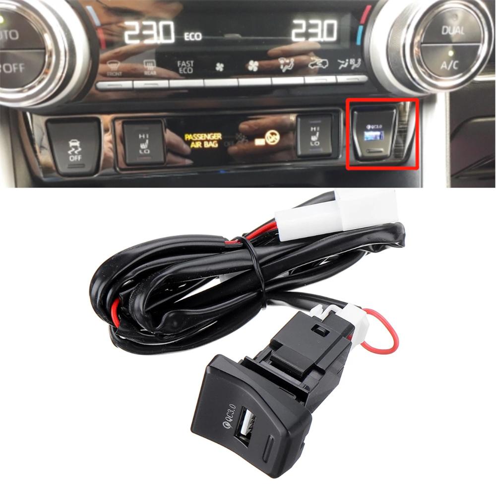QC3.0 USB Car Charger Central Control Position Fast Charging Socket Fit for Toyota RAV4 2019-2020