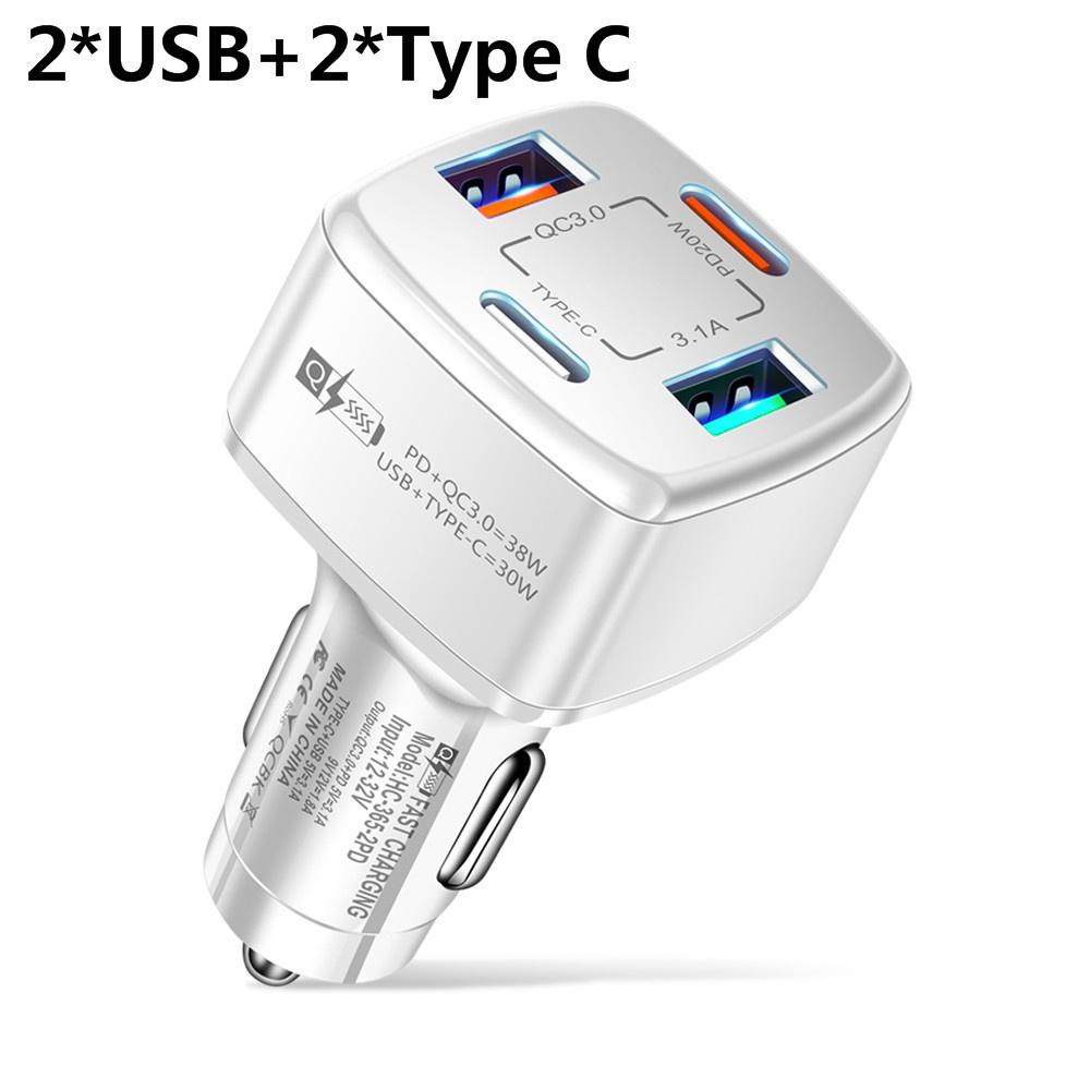38 Вт PD Автомобильное зарядное устройство для быстрой зарядки USB + Type C QC3.0 Разъем для адаптера прикуривателя для быстрой зарядки
