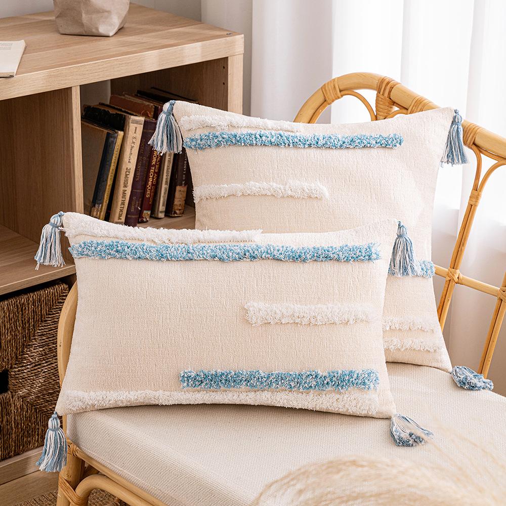 B&B Ins Наволочка с тафтингом, Скандинавский геометрический узор, Подушка для дивана в гостиной, Поясничная подушка, Радужная кисточка, Подушка для спальни