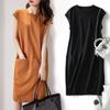 2024 Spring/Summer Women's Slim Fit Sleeveless Solid Color Dress