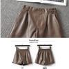 High-Waisted Women's PU Leather A-Line Shorts, Versatile Bootcut Wide-Leg Pants, Plus Size, 2025 Autumn/Winter Fashion