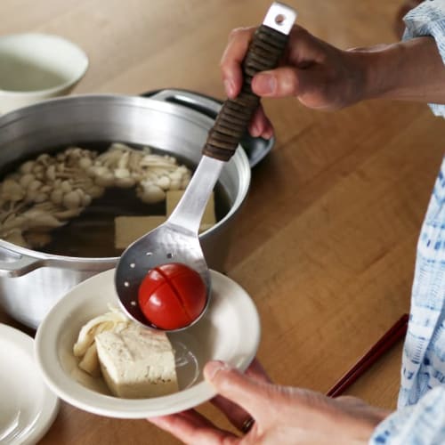 Kobo Aizawa Aluminum Akebia Wrapped Perforated Ladle, Medium, 1207-2