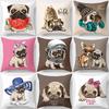 Cute Pug Bulldog Sofa Decorative Cushion Covers Pillowcase For Living Room Personalized Polyester Pillow Case 45*45 Home Decor
