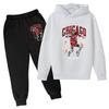 Autumn Winter Skeleton Print Hoodies Sweatpants Set Casual Warm Sports Long Sleeved Pants Men's Sport Wear