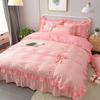 Princess Style Girl Heart Bedding Four-piece Set Bedding Lace Knitted Cotton Bow Quilt Cover Bed Skirt Three-piece Set