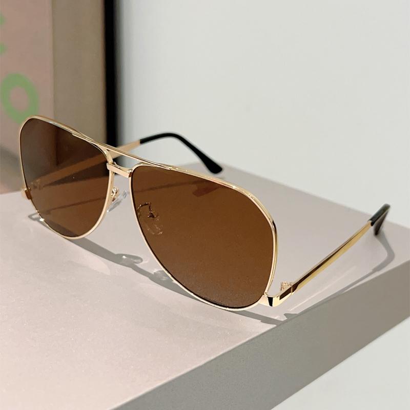Солнцезащитные очки-авиаторы большого размера женские новые классические модные с двойной переносицей ретро дизайн бренда для улицы защита от УФ-лучей