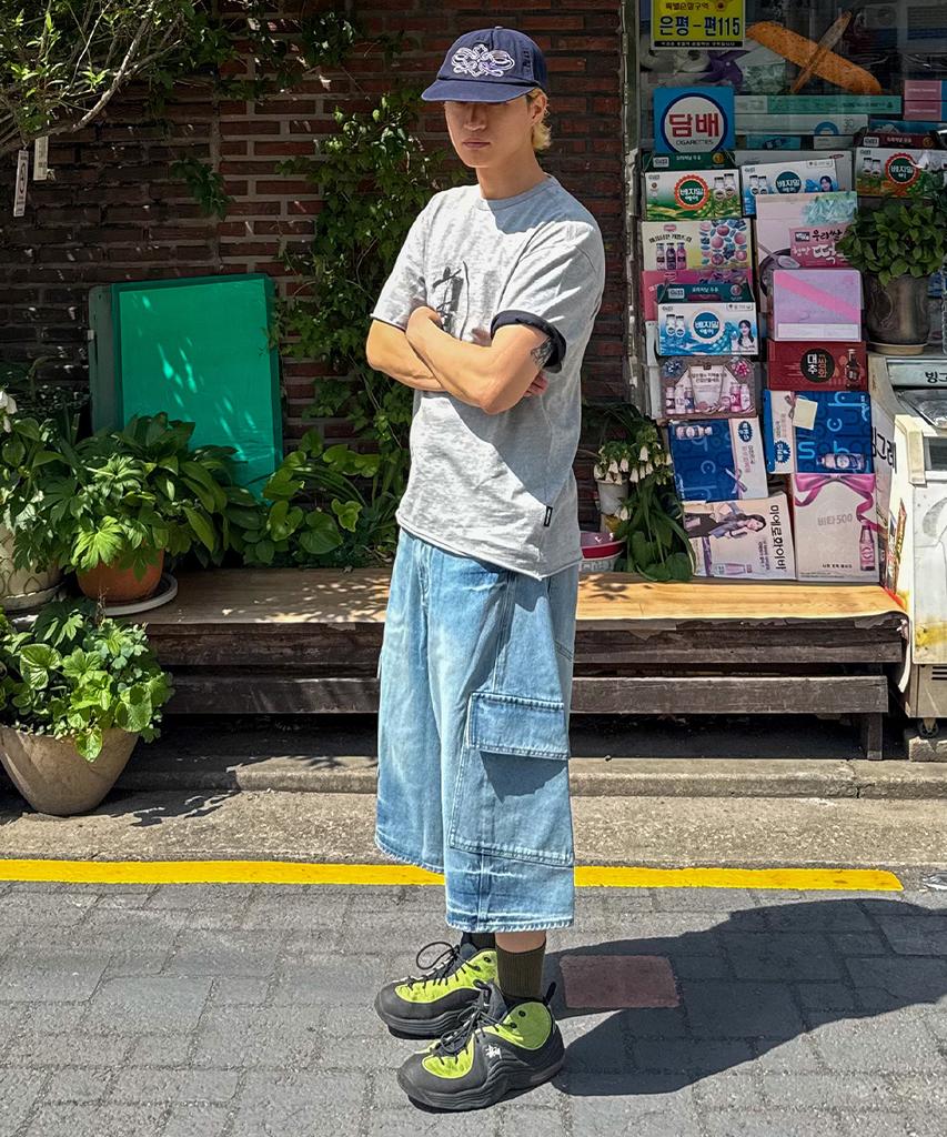 MAISON MINED Vestige Cargo Bermuda Pants Mid Blue