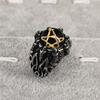 S925 Silver Ring Fashionable Gold Six-pointed Star Ring Punk Retro Men's Ring