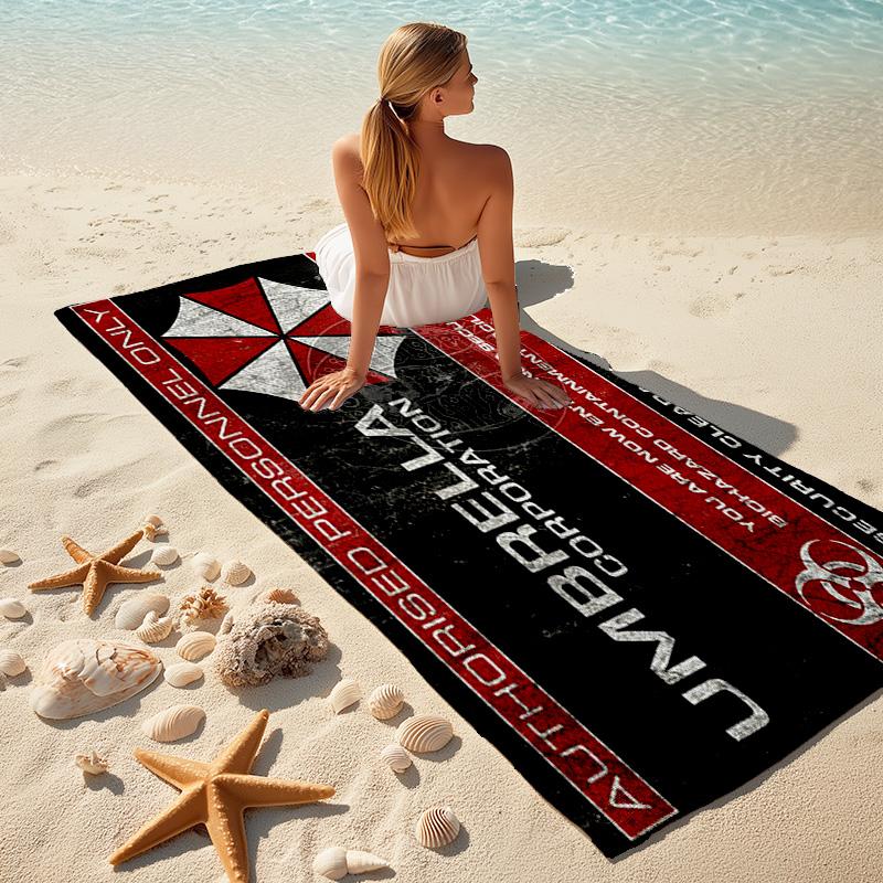 Resident Evil game, Umbrella Corporation, soft beach towel, outdoor camping vacation swimming beach towel, outdoor absorbent bath towel, Q10