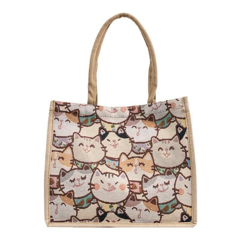 Stylish Unisex Pu Canvas Shoulder Bag For College Students With Cute Bear Patterns