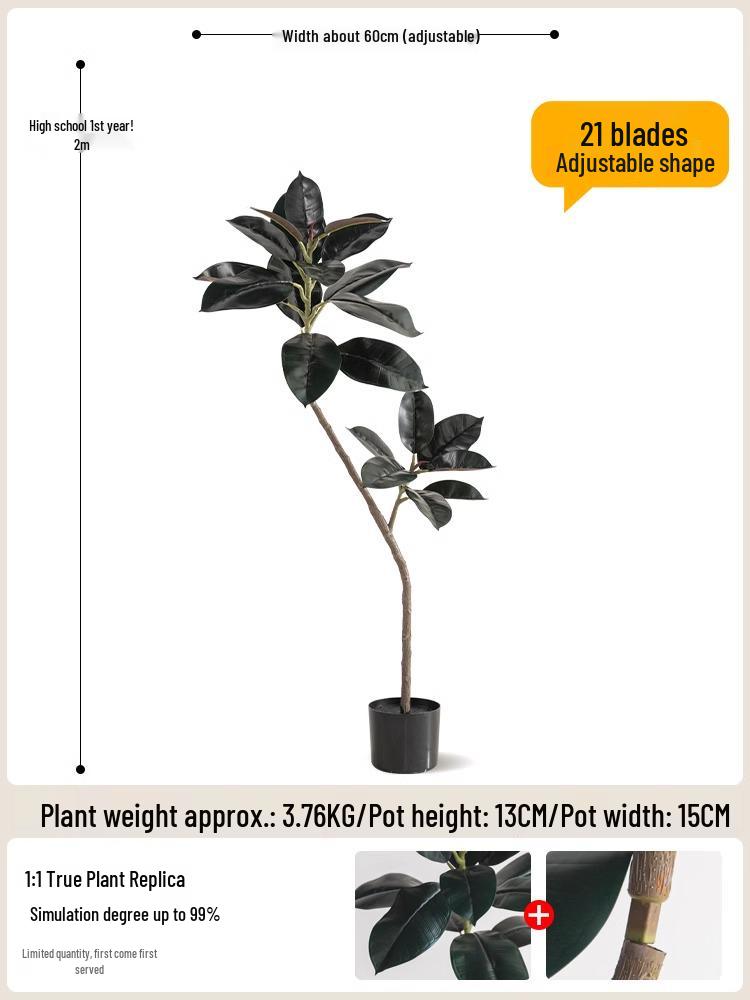 Роскошное искусственное дерево Фикус Эластика Черное Золото: Комнатное украшение и напольное украшение