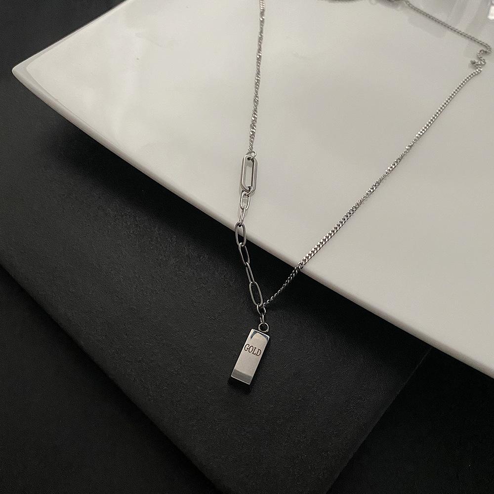 Женское ожерелье с подвеской в виде золотого слитка на удачу - Роскошная цепочка для свитера