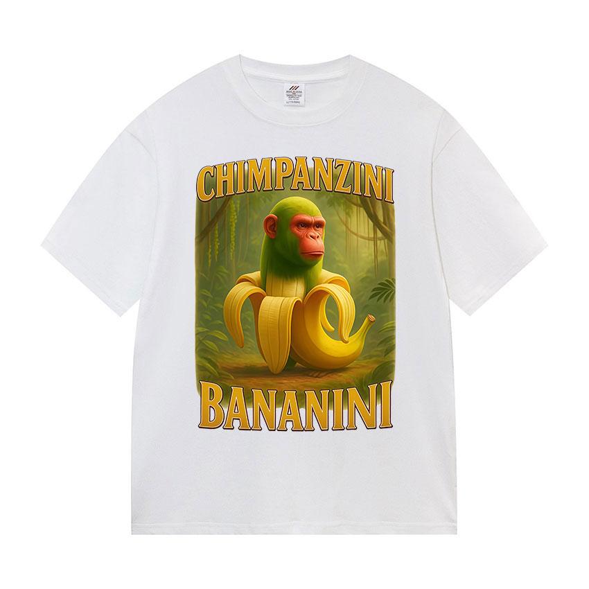 Chimpanzini Bananini Funny Banana Monkey Meme Print T-shirts Women Clothing Fashion Cotton T-shirt Unisex Summer O-Neck T-shirts