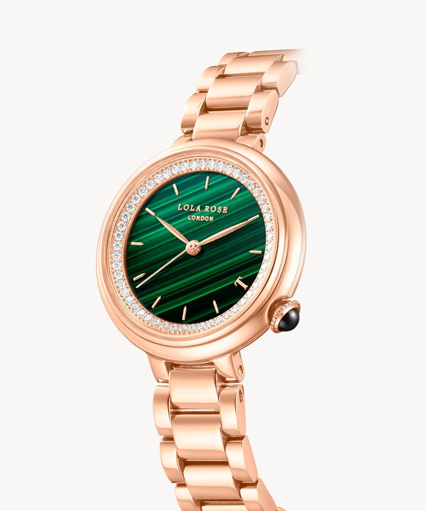 Lollalojeu Tea-Time Malachite Rose Gold Women'S Metal Watch