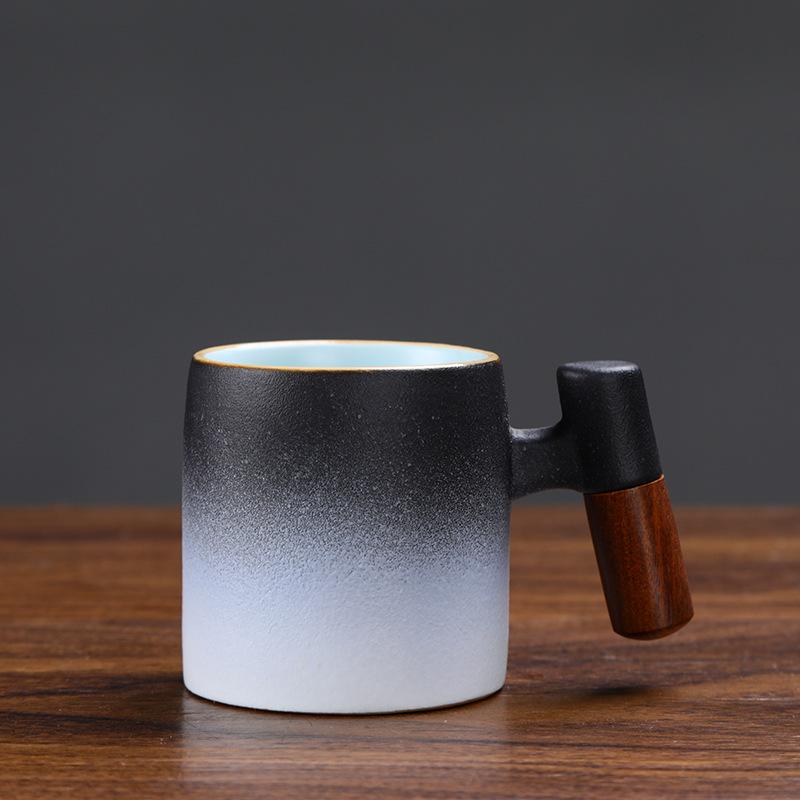Керамическая чайная чашка Креативная деревянная ручка Ретро Набор для чая Кунг-фу Одиночная чашка Кружка для эспрессо
