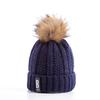High Quality Letter B Cotton Beanies Wool Fur Pompom Winter Hat For Women Girls Warm Knitted Hat