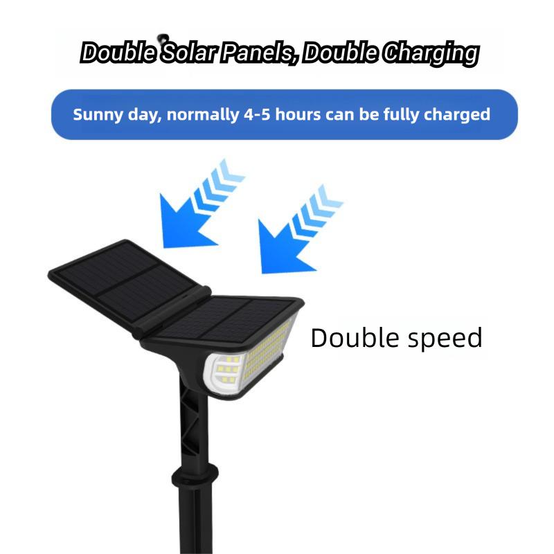 1-2PCS Solar Landscape Spotlights Garden 65LED Solar Pathway Light Outdoor Dual Solar Panels Wall Lamp Waterproof Porch Garage