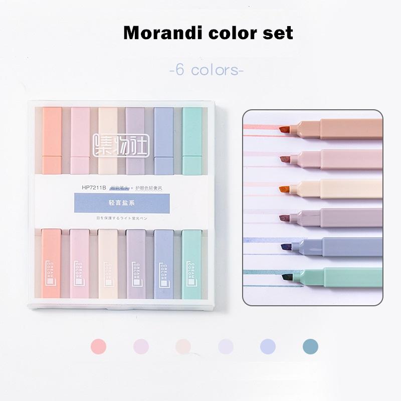 6 шт., легкий роскошный стиль, цветной набор маркеров-маркеров, супер мягкий наконечник, лайнер Morandi, краска для рисования, художественная школа