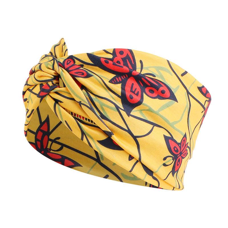 New African Floral Print Headband Twist Style Women's Sports Yoga Elastic Hairband Fashion Salon Make Up Hair Wrap Headwear