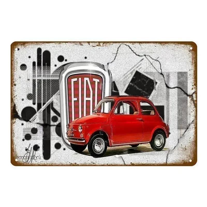 Классический Fiat 500 Винтажные Металлические Жестяные Таблички Металлический Постер Настенный Декор Постер Кафе Бар Паб Домашний Настенный Декор Авто Металлическое Художественное Постер