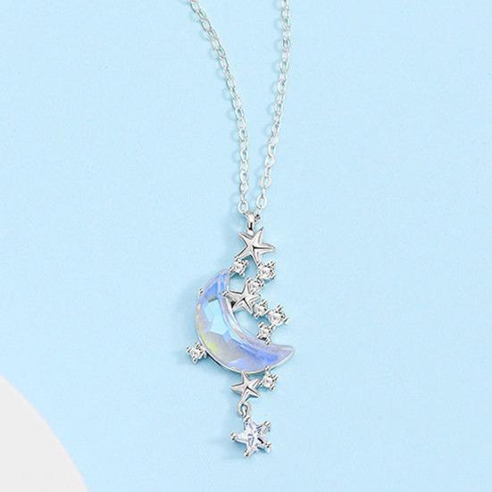 Женское ожерелье с луной и звездами, стразы, ювелирные изделия, простой нежный кулон, ожерелье, ювелирные изделия, подарки
