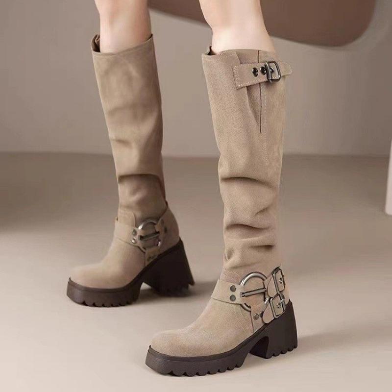 New Style Fashionable Women's Luxury Retro Trendy Women's Comfort Boots High Heels Thick Soled Thick Heel High Leg Women's Boots