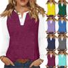 Women's T Shirt Color Block Button Long Sleeve Daily Weekend Fashion Basic V- Neck Regular Top