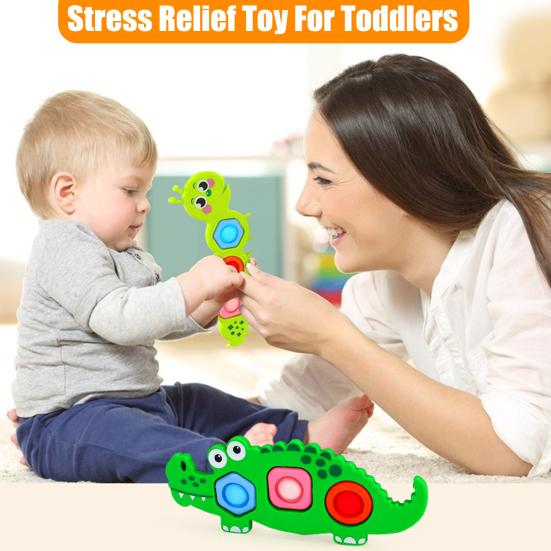3 шт. Игрушка-пузырь для снятия стресса, Развитие мелкой моторики у малышей, Мультяшная гусеница, Крокодил, Школьный автобус, Переворачивающийся пузырь, Сенсорная игрушка-непоседа, для путешествий