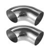 ABSOPRO Exhaust Intake Elbow 63mm 120mm 100mm Leg 90 DIY Exhaust Intake Universal for Cars and 304 Stainless Silver 2 Pieces Pipe/Intercooler Pipe/Air