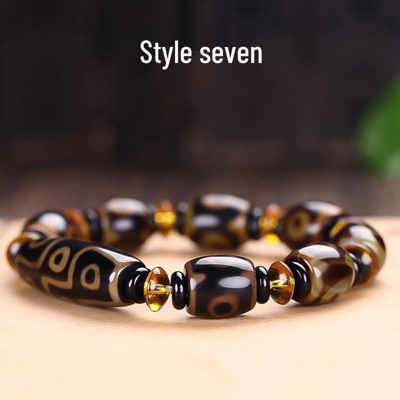 Тибетский агат Дзи браслет с трехглазыми и девятиглазыми бусинами - Унисекс тибетские украшения