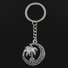 Fashion 30mm Key Ring Metal Key Chain Keychain Jewelry Antique   Plated Palm Tree Moon Coconut 37x30mm Pendant
