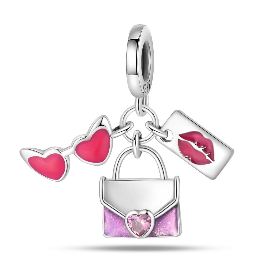 2026 Barbie Pink Girl Heart DIY Jewelry Accessories Bracelet 925 Silver Charm Beads