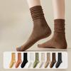 Girls Autumn and Winter Pure Cotton Pure Color Deodorizing Sweat Absorption In The Tube Pile Socks