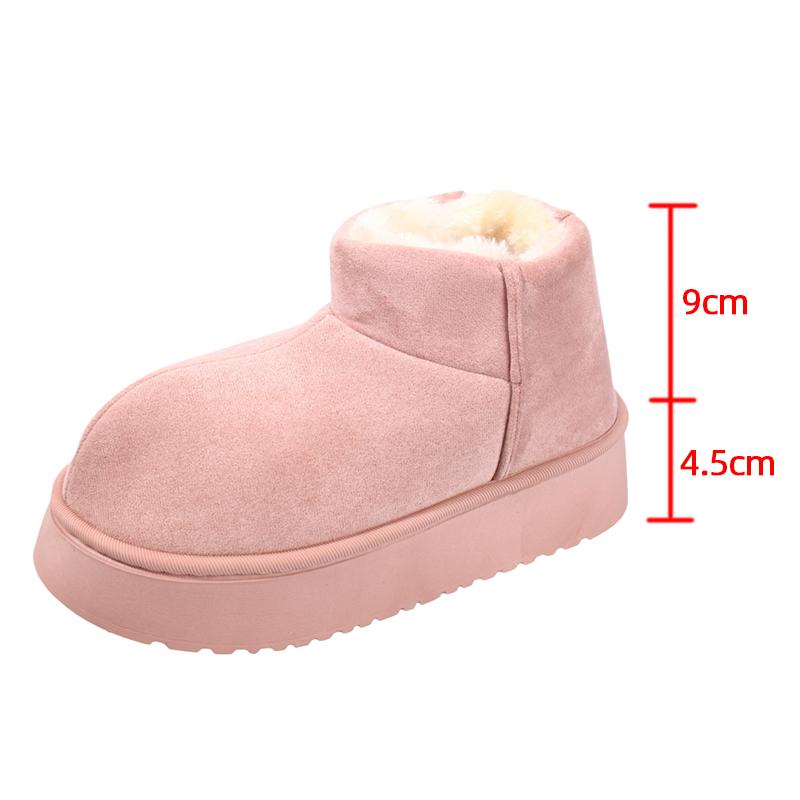 Модные женские зимние теплые плюшевые сноубутсы на толстой подошве, слипоны, хлопковые утепленные туфли для женщин, новинка 2025 года, нескользящие ботильоны на платформе, ботильоны для женщин