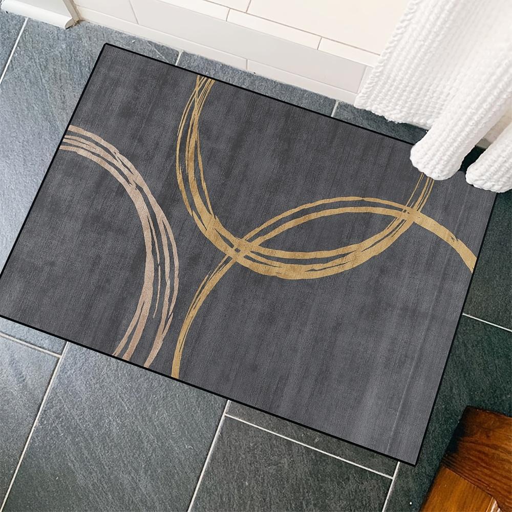 Modern Grey Non-Slip Door Mat Lightweight, Fade Resistant Polyester Entrance Rug for Indoor Outdoor Use Perfect Home Decor
