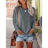 Women's Fashion Casual Spring Fall Solid Color Print Long Sleeve O-Neck Blouses & Shirts