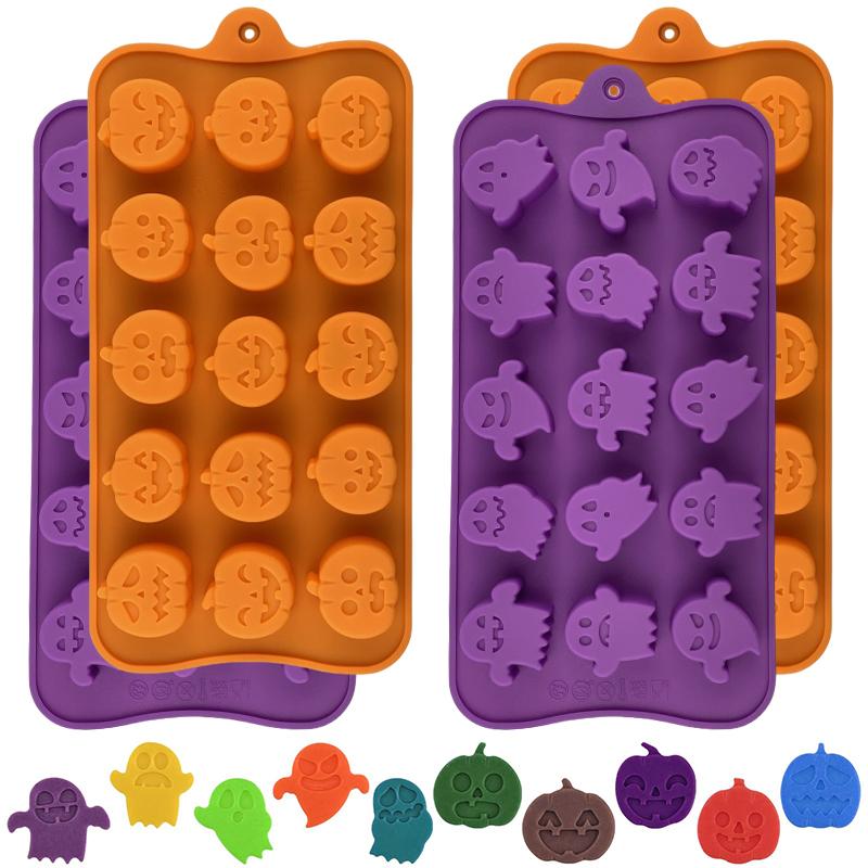 2 шт. Силиконовая форма для Хэллоуина в виде тыквы, форма для шоколада, печенья, конфет с привидениями, инструменты для выпечки своими руками для вечеринки на Хэллоуин, украшение для торта