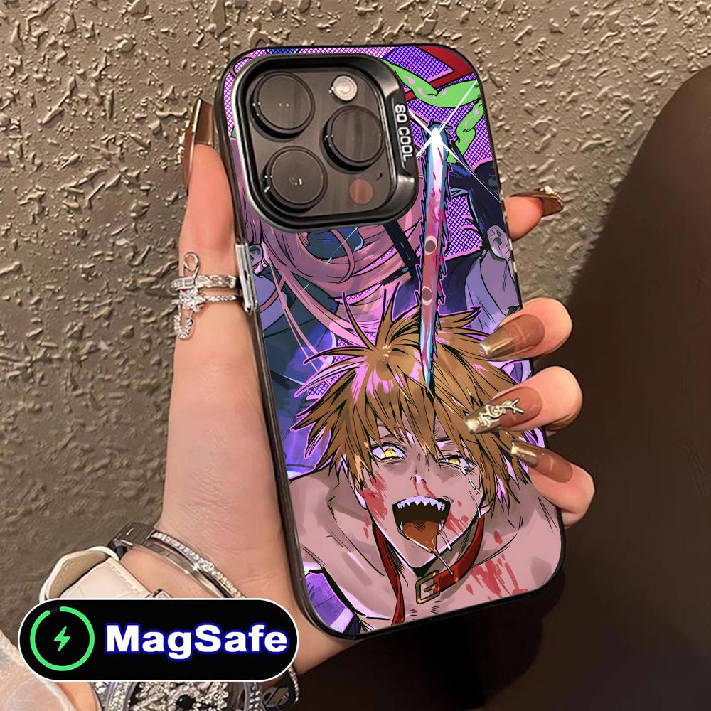 Chainsaw Anime Man Mobile Phone Case for iPhone 16 15 14 13 12 11 Pro Max Plus MagSafe Translucent Colour Protective Smartphone