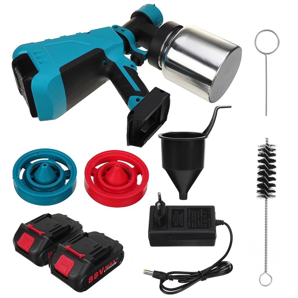 Алюминиевый контейнер 1000 мл, беспроводные распылители 88VF, электрический распылитель краски, высокая мощность с 3 насадками, контроль расхода