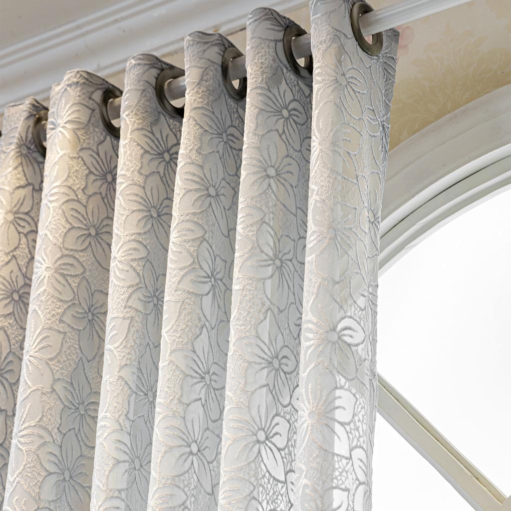 1 панель шторы из полупрозрачной марли с принтом зеленых листьев в стиле французского кантри на люверсах - мятно-зеленые и белые ботанические оконные портьеры для спальни