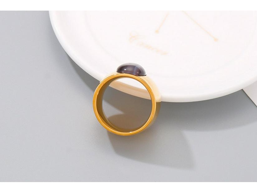 Кольцо с камнем «кошачий глаз» в европейско-американском стиле - Уличное модное овальное кольцо из титановой стали для женщин