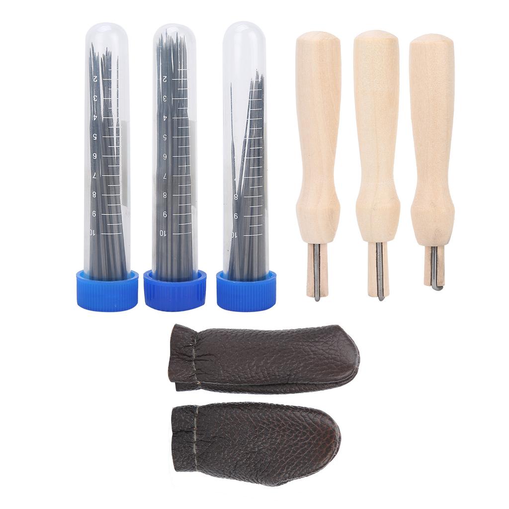 Набор игл для валяния Принадлежности для войлока из шерсти с иглами для прокалывания Ящик для хранения Деревянные штампы для пальцев