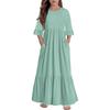 Girls' Tiered Ruffle Dress - 3/4 Sleeve Pocket Maxi With Pockets