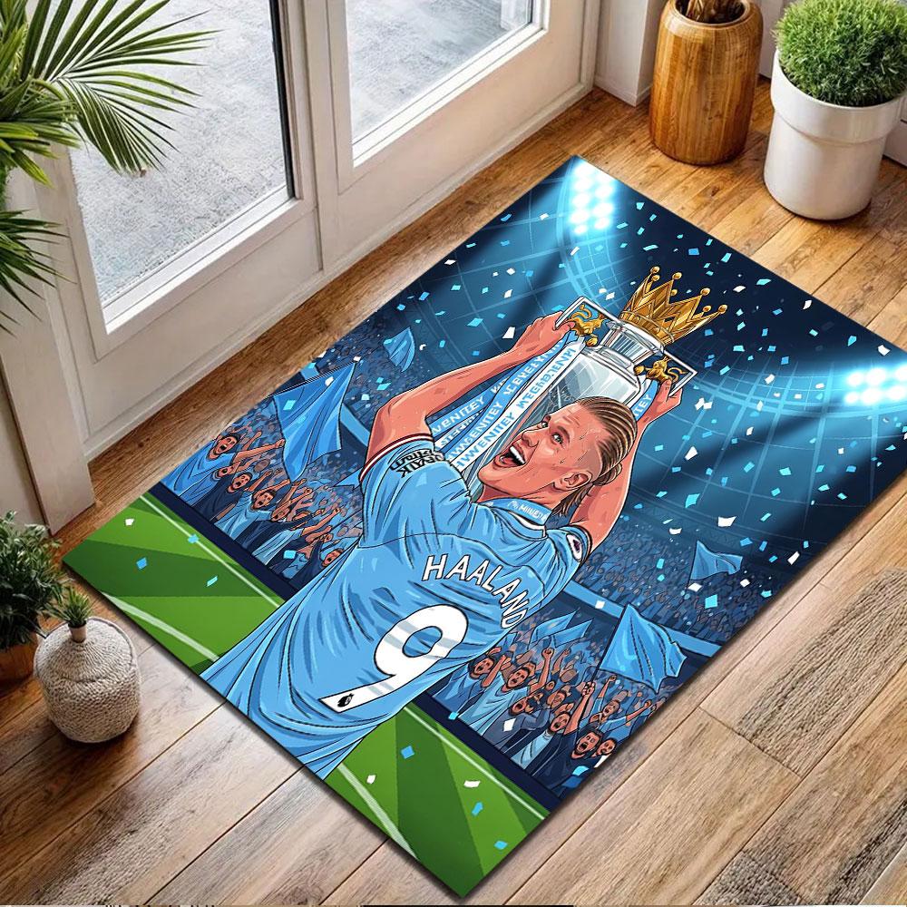 Soccer Triumph Celebration Patterned carpet, non slip mat suitable for living room and bedroom sofas