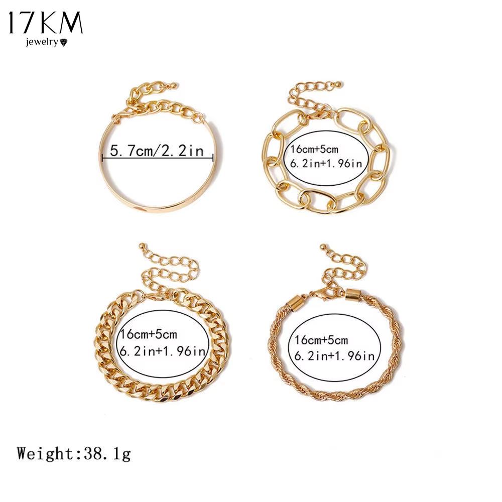17 км 4 шт. панк золотой цвет кубинский звено цепи браслет набор для женщин винтажная змея цепь браслеты с подвесками пара ювелирные изделия подарки