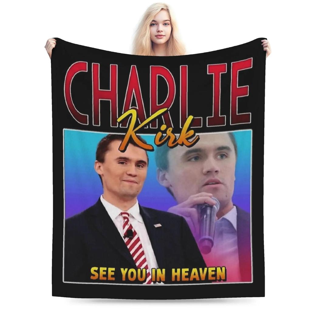 JUSTICE FOR Charlie Kirk Plush Blanket  Soft Flannel Throw for Couch Chair Sofa Bed  Warm Quality Bedspread