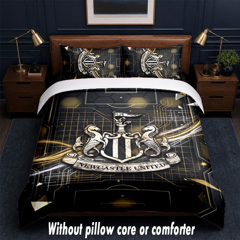 Newcastle United Football Design Bed Bedding Set 1 Duvet Cover + 2 Pillowcases Soft Breathable Household Bed Linens