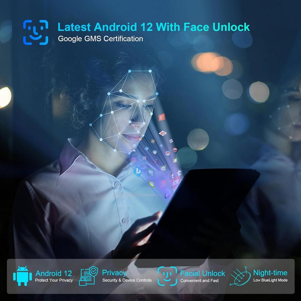 10,1-дюймовый планшет Android 13 с дисплеем IPS Full HD, восьмиядерным процессором, 8 ГБ ОЗУ, 256 ГБ ПЗУ