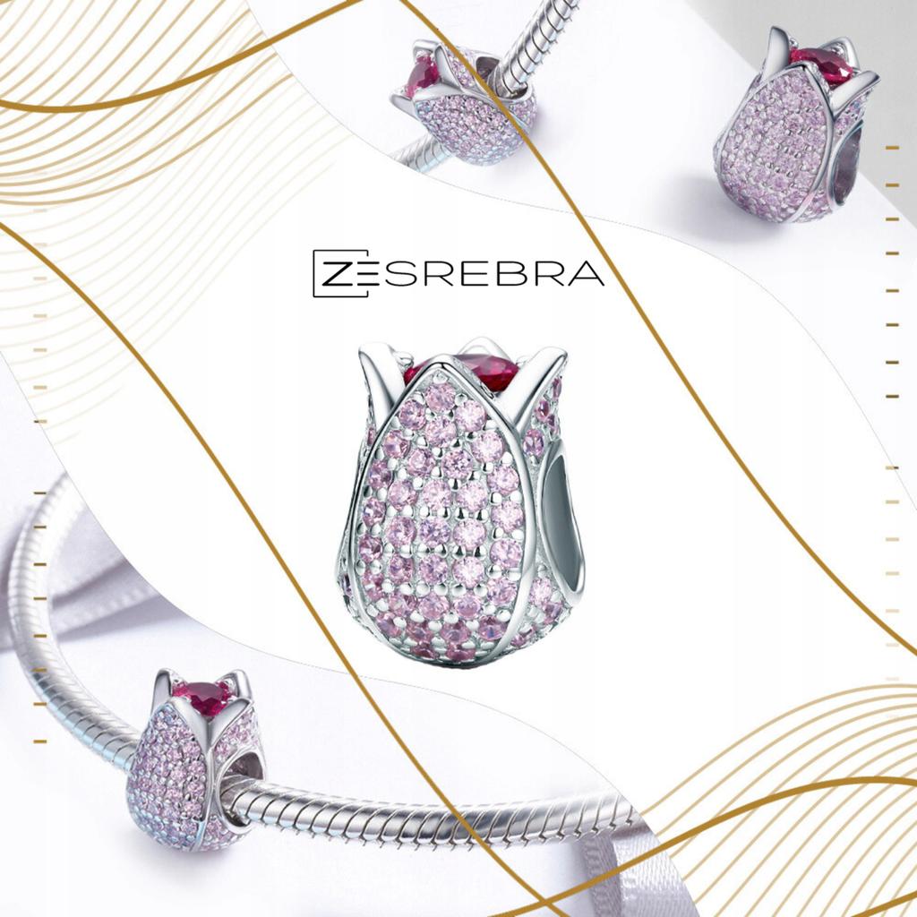 Charms Flower Tulip Bead Beads Pr 925 Colorful Zircons Crystal